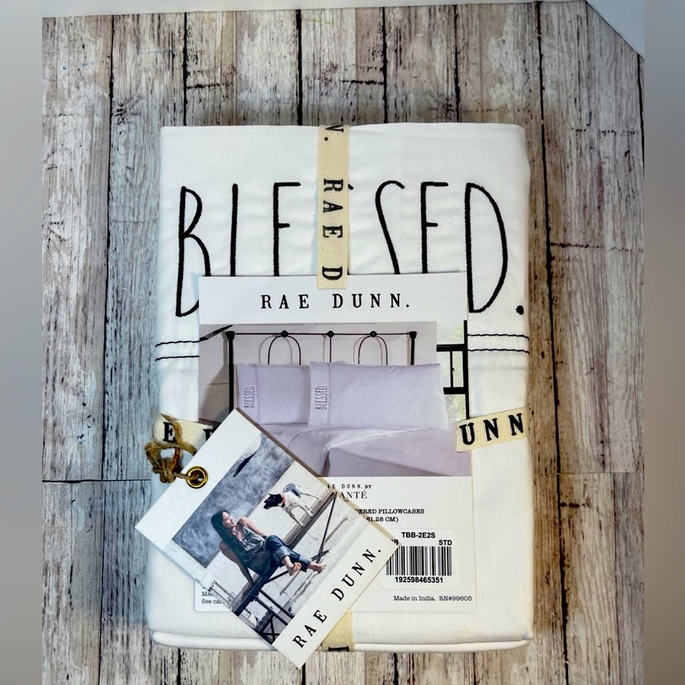 Set of 2 pillow cases "Blessed" Rae Dunn NWT
